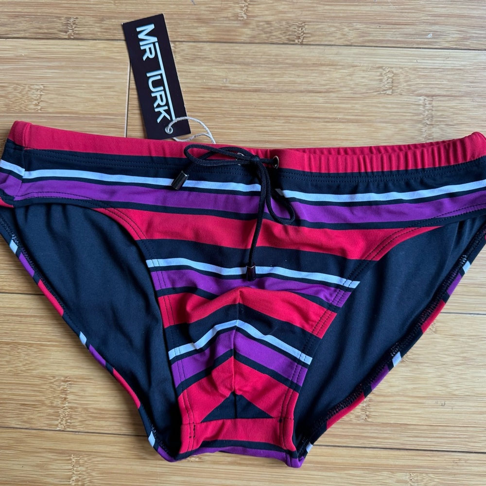 Mr Turk Lagos Striped Swim Brief Size Small